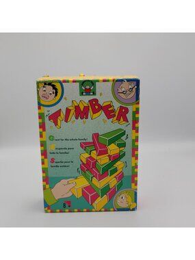 VTG 80s 90s Timber Stacking Block Game For 1-6 Players